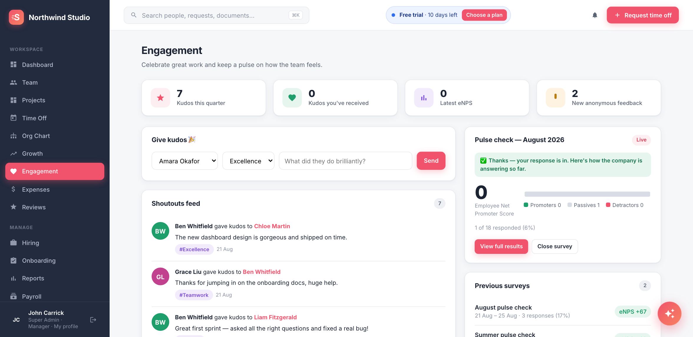 Engagement in Staffvelo