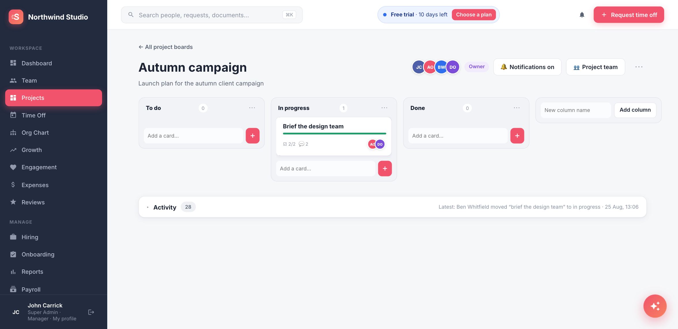 Projects in Staffvelo