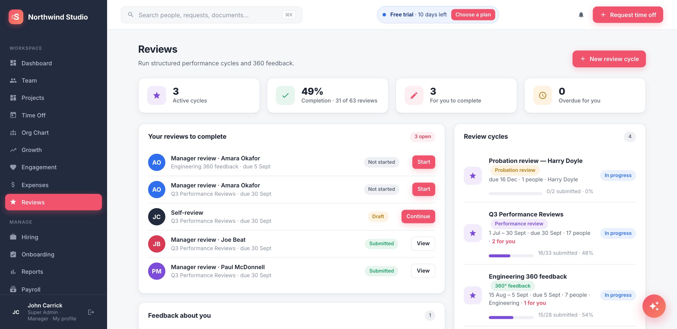 Reviews in Staffvelo